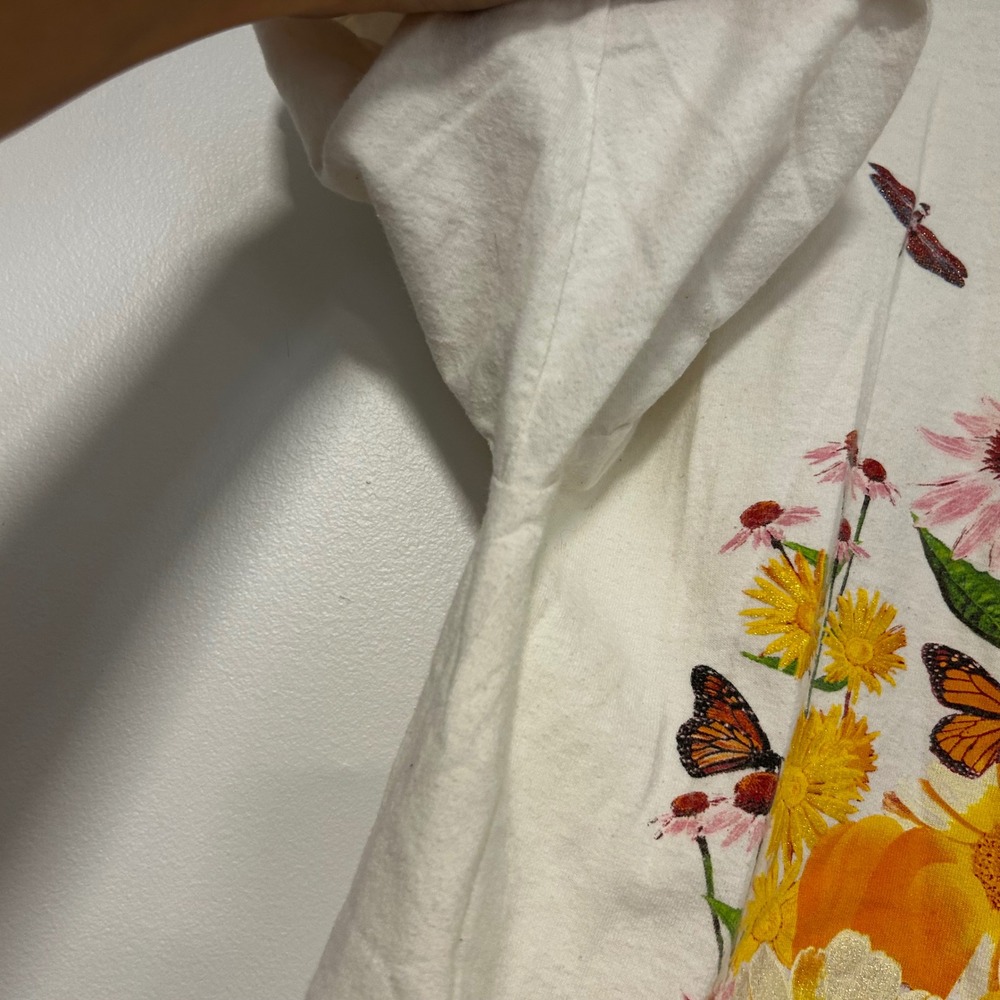 Vintage 1998 Looney Tunes Tweety Bird Silence is Golden Floral T-Shirt Cream L - Picture 9 of 9